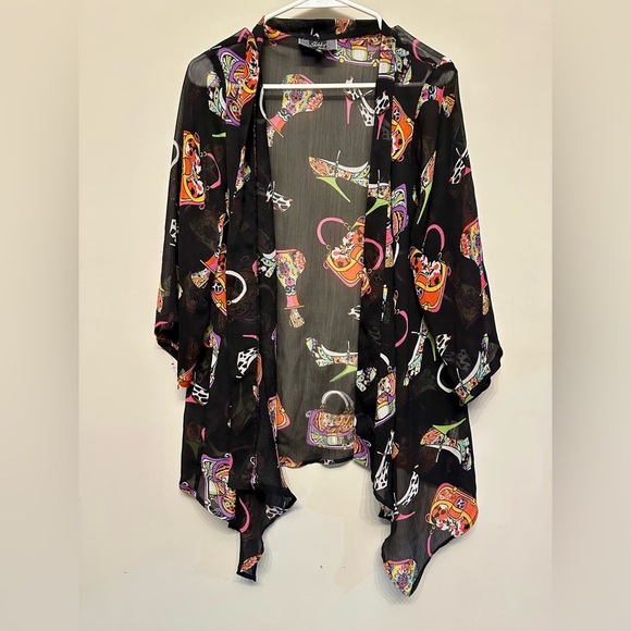 Vintage Other - Slinky Brand Y2K Era Sheer Kimono w/ Handbag & Stiletto Print Medium